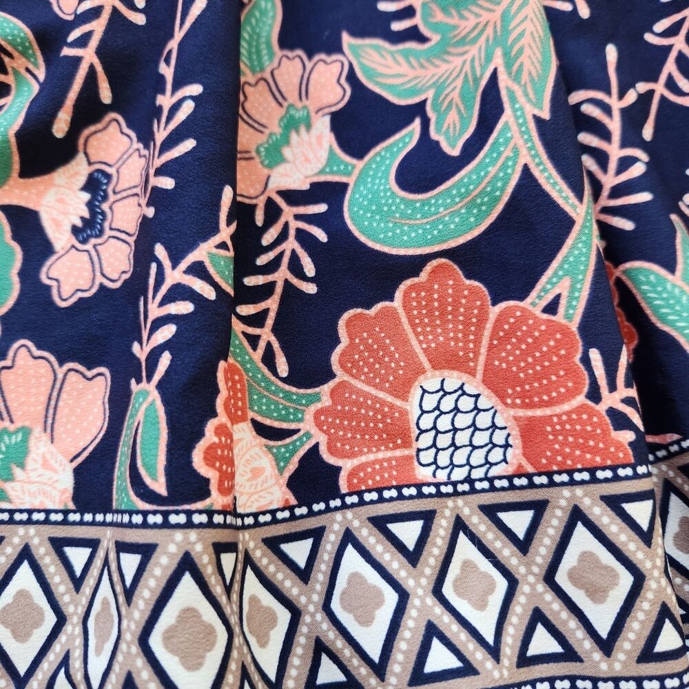 Band Of Gypsies Floral Bustier Mini Dress Navy Coral Boho Cottagecore Cute - Picture 6 of 12